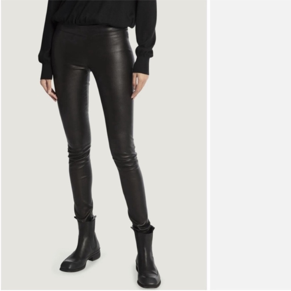 The ROW Moto stretch leather leggings in black